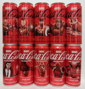 Thailand 2024 Coke x Marvel set 10 cans 325 mL Wolverine Hulk Captain America - Picture 1 of 5
