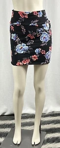 Ambiance Apparel Black Floral Sexy Super Soft Mini Skirt Size L - Picture 1 of 3
