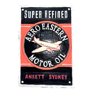 Placa publicitaria vintage de hierro fundido Ansett Sydney - Imagen 1 de 9
