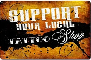 Letrero de acero Su tienda de tatuajes local 450 mm x 300 mm REDUCIDO A CLARO - Imagen 1 de 1