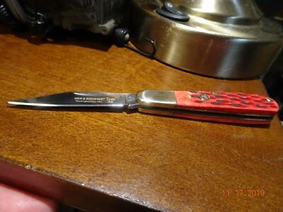 NAVAJA DE BOLSILLO CERRADA HEN & ROOSTER 2 7/8" MANGO HUESO PICK ROJO 1095 ACERO INOXIDABLE BLA Foto 1 de 4