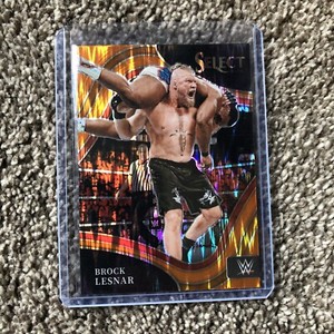 2022 PANINI SELECT WWE BROCK LESNAR #254 SMACKDOWN RINGSIDE ORANGE FLASH PRIZM