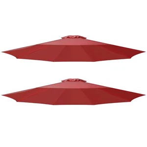 2 Pack 9FT Umbrella Replacement Canopy Market Umbrellas Top Canopy Only Red - Picture 1 of 8