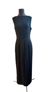 Vestido de cóctel vintage años 90 y2k ENVOLTURA EE. UU. negro largo completo abertura imperio 11/12 - Imagen 1 de 11