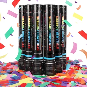 Confetti Cannon,6Pack Multicolor Confetti Poppers,12 Inch Party Poppers Confetti - Picture 1 of 12