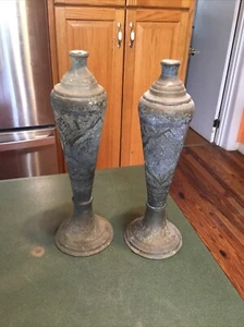 Early 20th Century Reverse hammered Metal scalloped Bronze Or Copper Lamp Base 2 - Picture 1 of 21