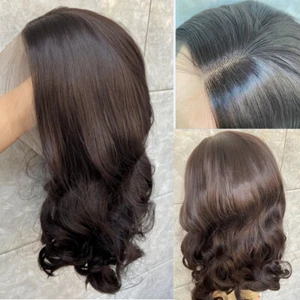 Should Length Natural Black Wavy Lace Front Human Hair Blend Heat OK Wigs Daily - Picture 1 of 15