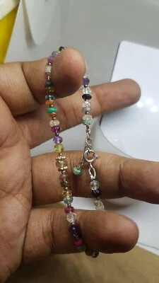 Collana multi pietre preziose semi preziose in argento sterling 925 gioielli ... - Immagine 1 di 4