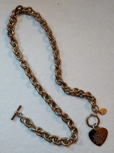 Claire's Silver Tone Heart Charm Pendant Chunky Chain Toggle Choker Necklace 16" - Picture 1 of 6