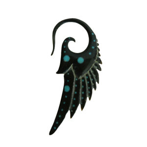 Horn Bone Ear Stretcher Piercing Plug Tunnel Gauge Hook Tribal Turquoise Dot