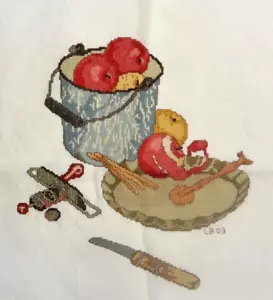 Fertig Kreuzstich leicht wie Apfelkuchen 1990 Muster 18 x 15 - Bild 1 von 7