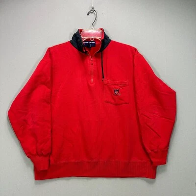 Sudadera De Colección Polo Deportiva Ralph Lauren 1/4 Cremallera Grande Para Hombre Logo Cresta Roja Foto 1 de 4