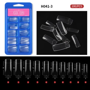 100pcs Short Ballerina False Nail Tips Acrylic Coffin Half/Full Cover Fake Nails - Picture 1 of 44