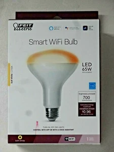NEW Feit Electric Smart BR30 LED WiFi Bulb, 2700K Soft White, Dimmable - Picture 1 of 5