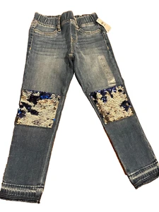NWT Size 6 Girls Pull On Elastic High Stretch Jegging Jeans Sequins Orig $45 GAP - Picture 1 of 2