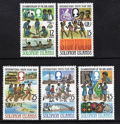 SOLOMON ISLANDS 1985 75th ANNIV OF GIRL GUIDE MOVEMENT AND INT YOUTH   SET  MNH. — 第 1/2 张图片