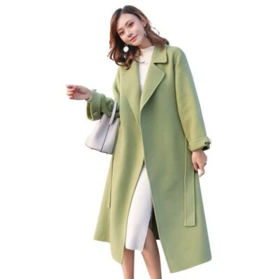 Womens Oversize Belt Long Overcoat Lapel Elegant Trench Coat Outerwear Leisure D - Image 1 of 4