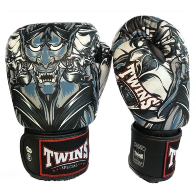 Guantes de Boxeo Especiales Gemelos Cuero Muay Thai Elegante Fbgvl3-58 Gris Negro Foto 1 de 4