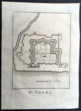 1756 Prevost, Schley Antique Print St Thomas Fort Tangasseri Kollam Kerala India