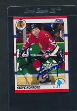 1990/91 Score #29 Steve Konroyd Blackhawks Signed Auto *D3604