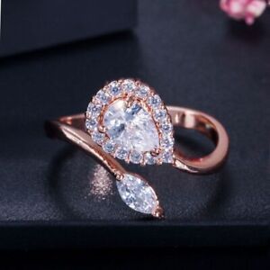 Women Adjustable Ring Cubic Zirconia Stone Rings Engagement Finger Jewelry 1Pc