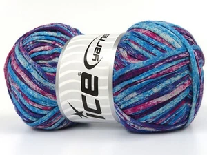 Cotton Splash Red Blue Purple + 82025 Ice Yarns 100% Cotton Worsted 100gr 246yds - Picture 1 of 8