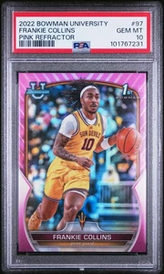 2022 BOWMAN CHROME UNIVERSITY PINK REFRACTOR #97 FRANKIE COLLINS PSA 10 - Picture 1 of 2