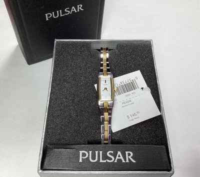 Кварцевые женские часы Pulsar V220-X020 миниатюрные аналоговые двухцветный черный циферблат как есть - Изображение 1 из 4