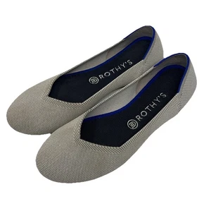 Rothys Flat Flax Birdseye Round Toe Slip On Ballet Shoes Womens 10 Retired - Picture 1 of 8