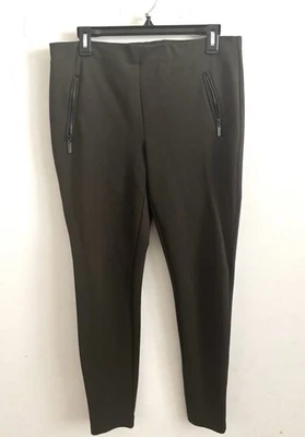 Pantalones Rachel Zoe para mujer talla 10 verde oliva pullon carrera ajustados elásticos ponte Foto 1 de 4