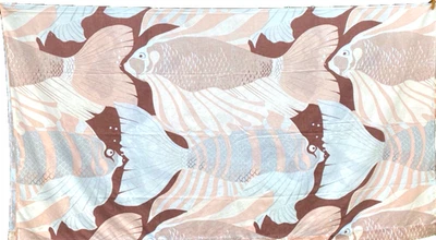 VTG 1977 BURLINGTON FANTASTIC FISH LARGE PRINT Full FLAT BED SHEET~SCAN DESIGN - Image 1 of 4