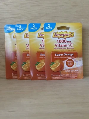 Lot 4-Emergen-C Super Orange Packs Dietary Supplement 2ct each Exp 4/26 & 6/26 - Image 1 of 2