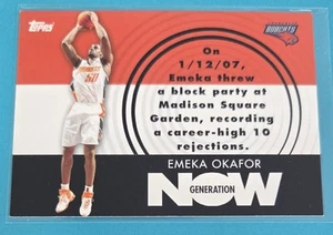 2007-08 Topps Generation Now #GN7 Emeka Okafor Charlotte BASKETBALL Card Q4 - Picture 1 of 2