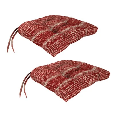 Nuevo Cojín de asiento de silla de mimbre para patio exterior acolchado con lazos 17" x 18", paquete de 2 Foto 1 de 2