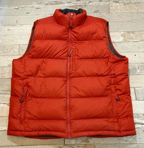 LL Bean Men's XXL TALL Puffer Vest Goose Down Full-Zip Burnt Orange Zip-Pockets - Picture 1 of 10