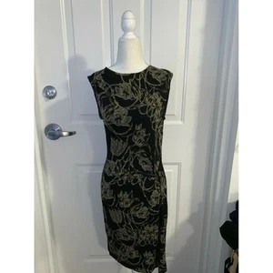 Anthropologie Leifsdottir Short Sleeve Black Floral Side Ruched Dress XS X-Small - Picture 1 of 5