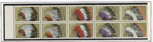 Scott #2505a American Indian Headdresses Booklet Pane of 10 Stamps - MNH P#1 - Picture 1 of 1