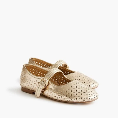 Girl's J. CREW Factory Perforated Metallic Mary Janes Shoes Buckles Party Size 4 - Image 1 of 4