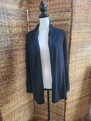 Per se Black Cardigan Open Front Sz XS Silk / Cotton Blend - Image 1 of 4