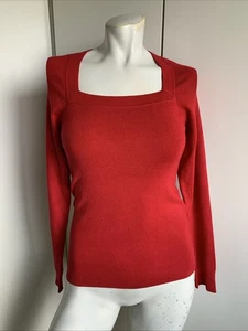 WHBM Gr. XS roter Pullover mit eckigem Ausschnitt Langarm Rippstrick Oberteil Sweater  - Bild 1 von 5