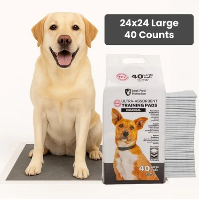 Almohadillas de entrenamiento de mascotas para perros 24x24 ultra absorbentes de carbón para cachorros almohadillas grandes 40 quilates Foto 1 de 4