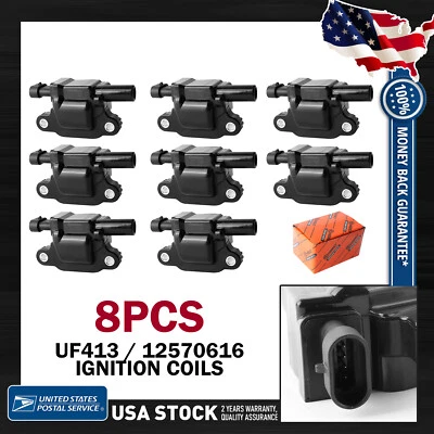 Bobinas de encendido duraderas UF413 de alto rendimiento 8 piezas para GMC Savana 1500 2010-2014 Foto 1 de 4