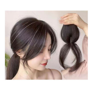 100% Human Hair Topper Toupee French Curtain Bangs Clip Hairpiece Wigs For Women