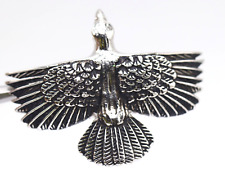 Anhänger Oxidierte 925 Silber Vogel Adler Dominierend Hawk Biker Flügel Herren