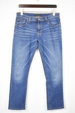 NUDIE Jeans & CO. Tube Kelly Dark Used Denim Jeans Men W32 L29 Slim Fit Zip