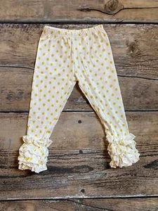Yellow Gold and White Polka Dots Icing Ruffle Legging - Picture 1 of 2