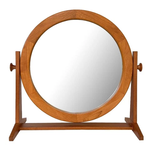 Pedersen & Hansen Large Solid Teak Table Top Vanity Mirror Mid Century Modern Cover