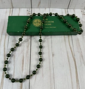 Vintage Jade And Gold Bead, Necklace, the Museum store, Newport, RI, 32 inch - Picture 1 of 14