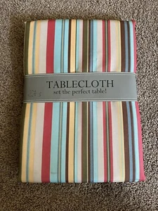 DII Indoor/Outdoor Striped Summer Print Tablecloth, 60" x 120" Rectangular - Picture 1 of 4