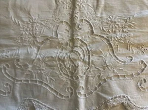 Battenburg Lace 100% Cotton Pillow Sham Bright White 34" x 22" - Imagen 1 de 8